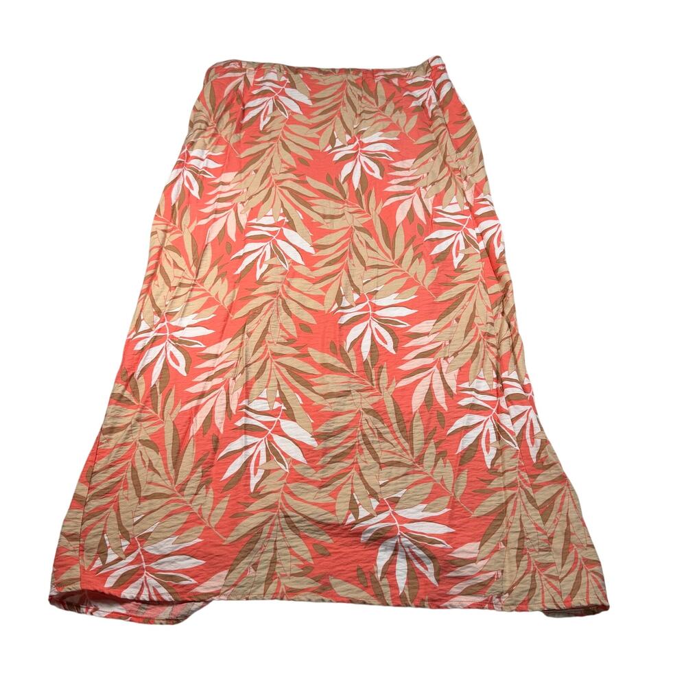 Liz Claiborne Maxi Skirt Women's Size 10 A-Line Multicolor Palm Print Back Slit